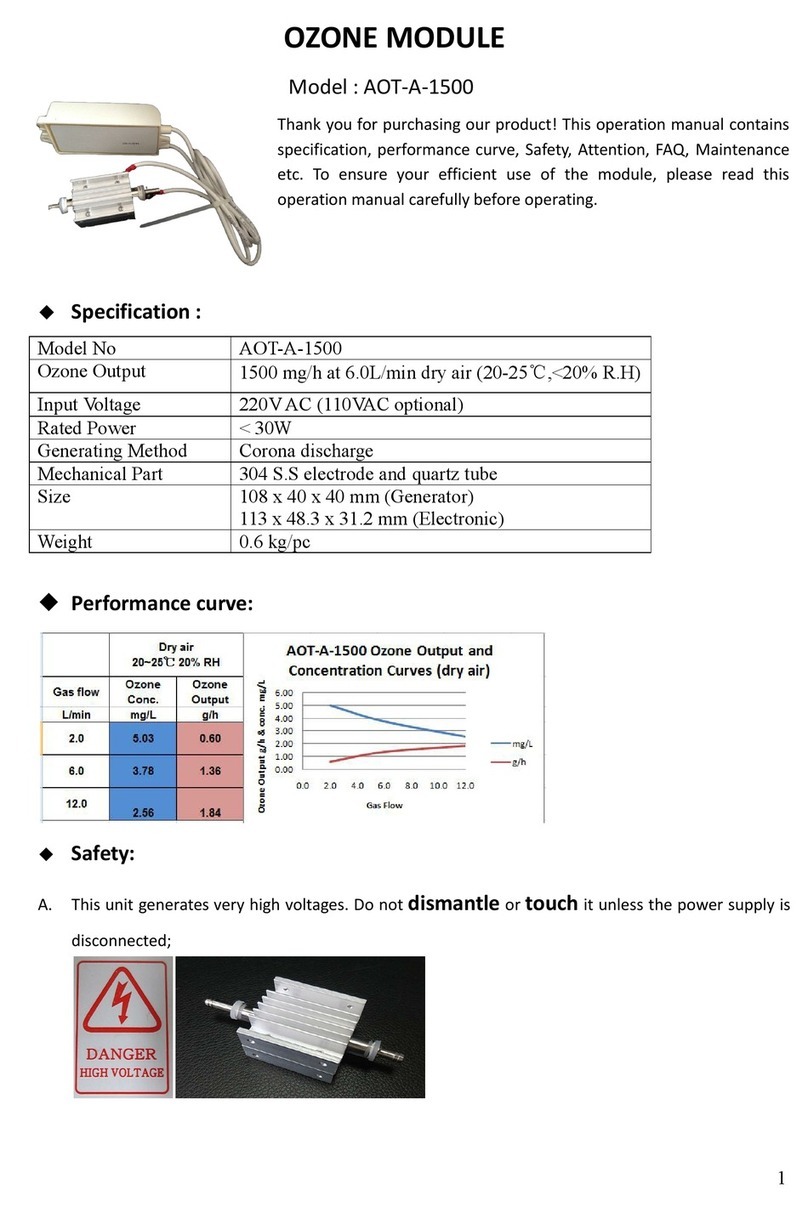 AQUAPURE Ozone Technology AOT-A-1500 Operation manual