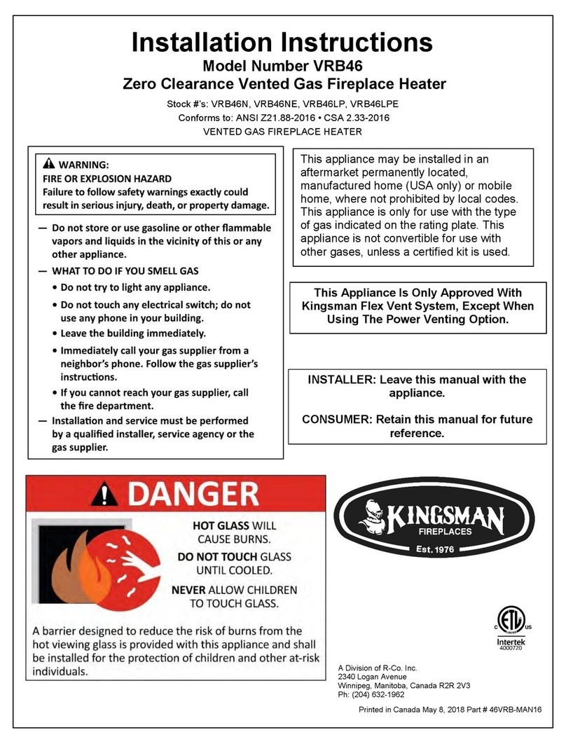 RCO Kingsman Fireplaces VRB46 installation instructions