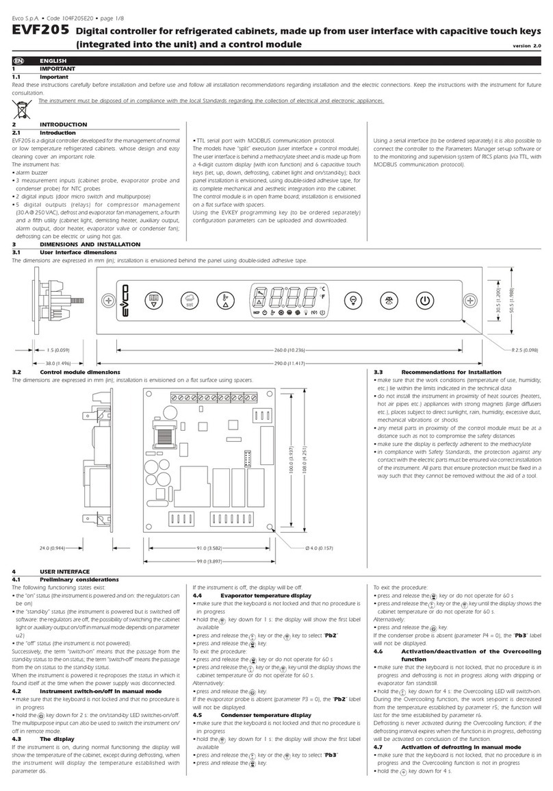 Evco EVF205 quick start guide