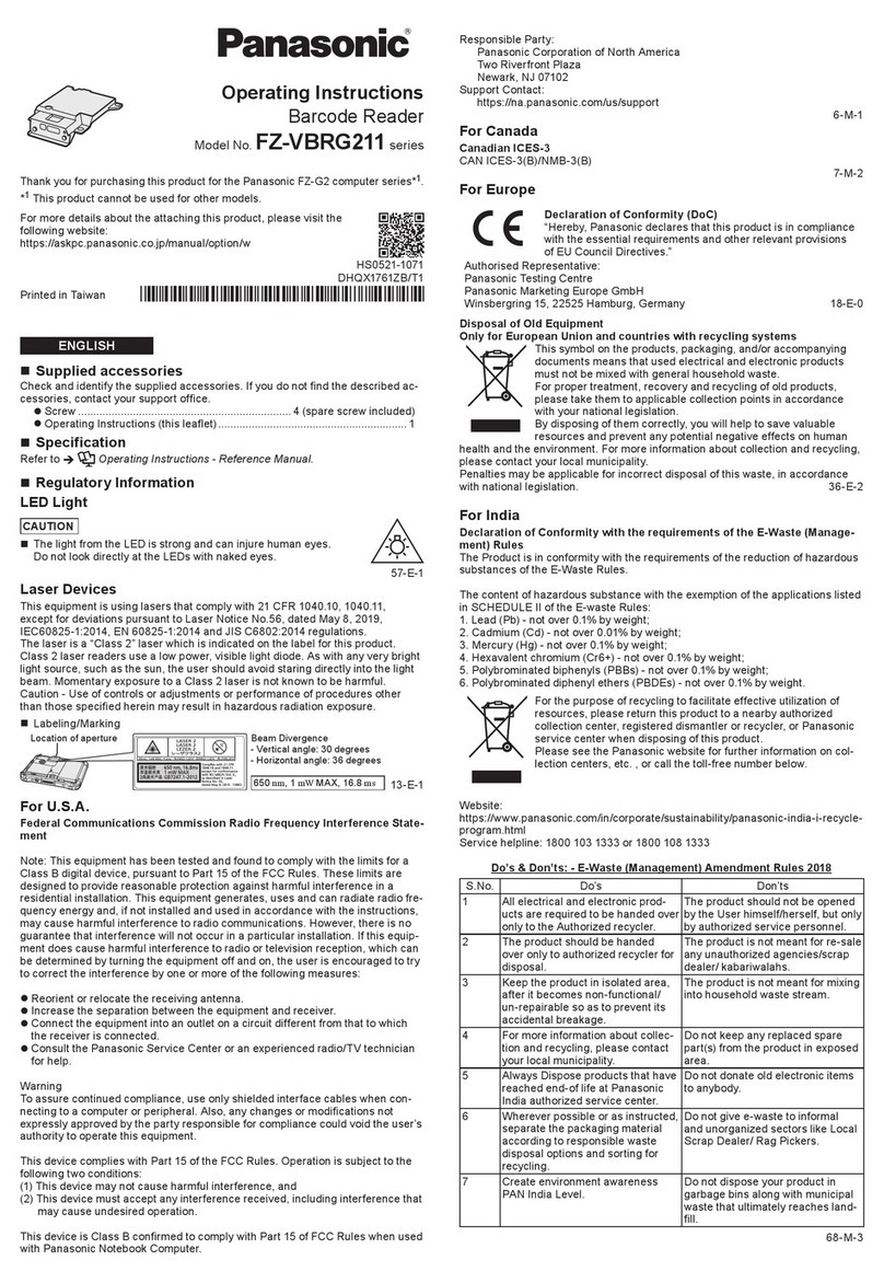 Panasonic FZ-VBRG211 Series User manual