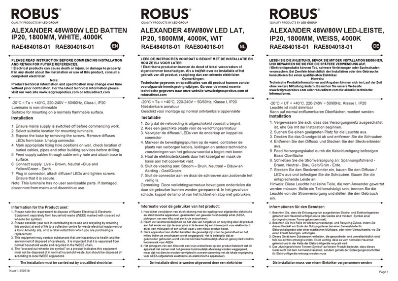 LED Group ROBUS ALEXANDER RAE484018-01 quick start guide