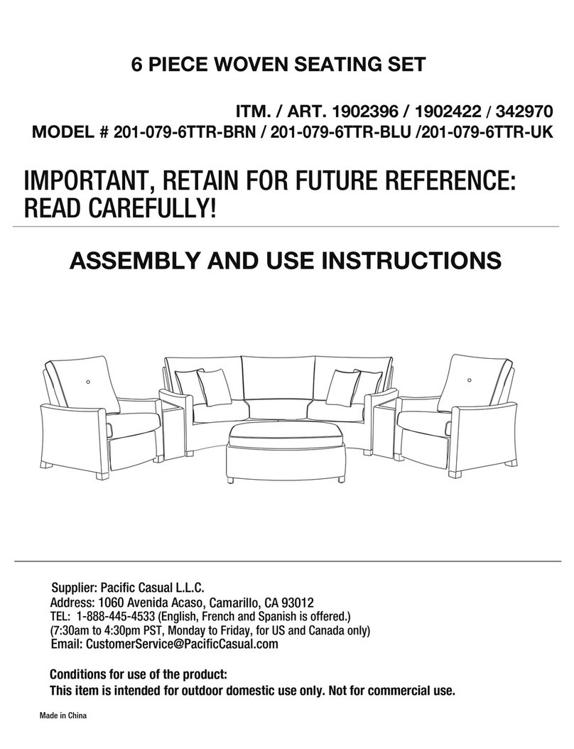 Pacific Casual 201-079-6TTR-BRN Assembly and use instructions