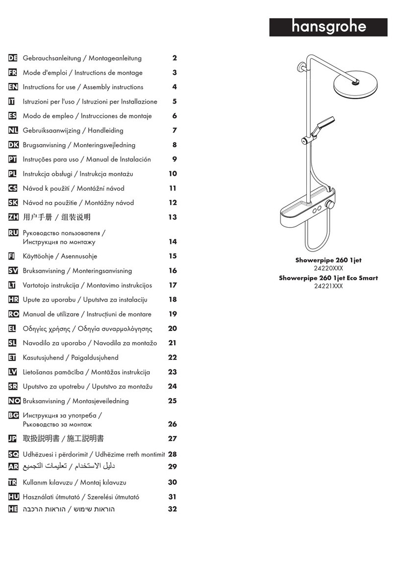 Hans Grohe Showerpipe 260 1jet 24220 Series Manual Hans Grohe Showerpipe 260 1jet 24220 Series Manual