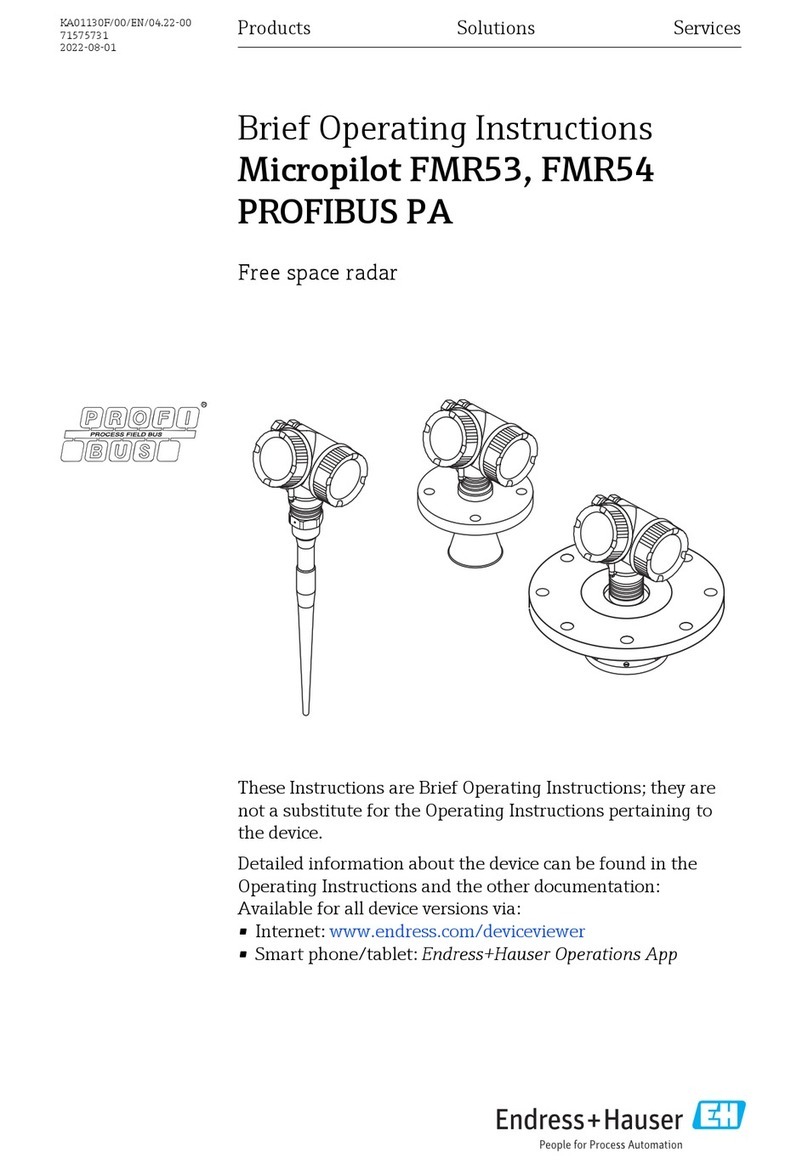 Endress+Hauser PROFIBUS PA Micropilot FMR53 Brief operating instructions Endress+Hauser PROFIBUS PA Micropilot FMR53 Brief operating instructions