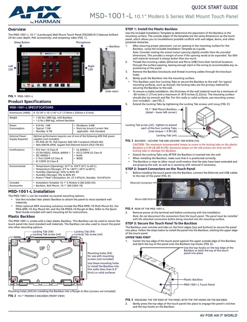 Harman AMX MODERO S MSD-1001-L quick start guide