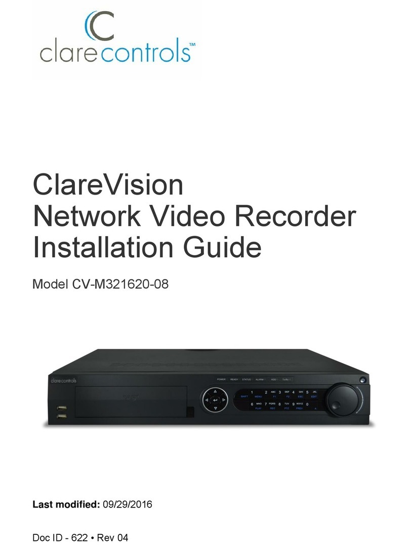 Clare Controls ClareVision CV-M321620-08 User manual