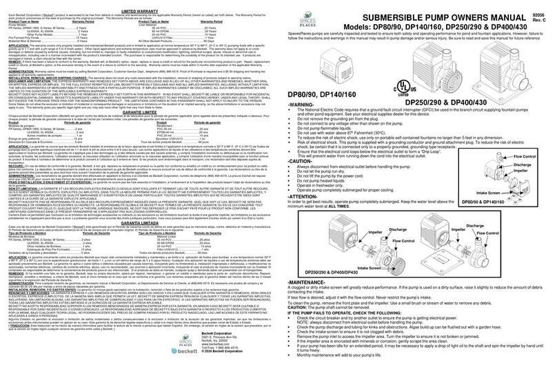 SPACES PLACES DP80/90 owner's manual