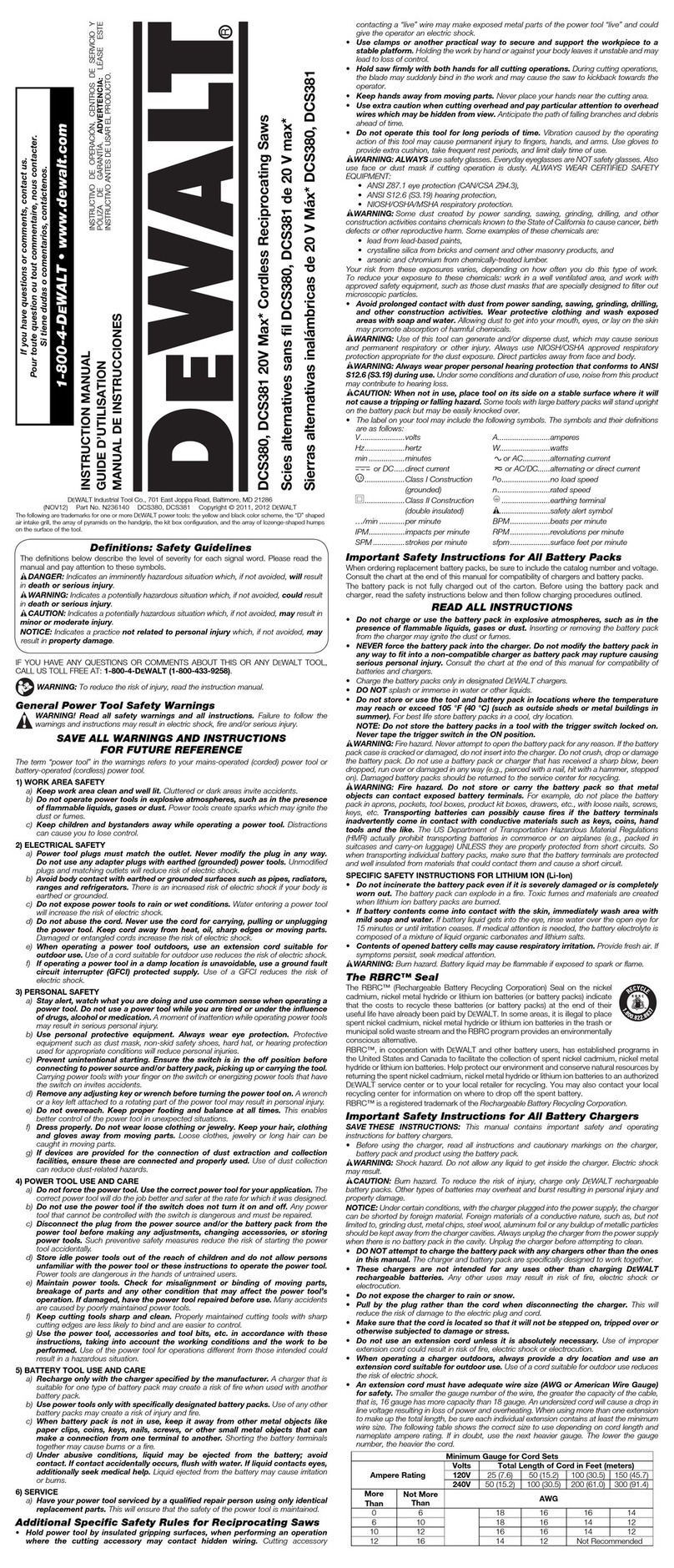DeWalt DCS381 User manual