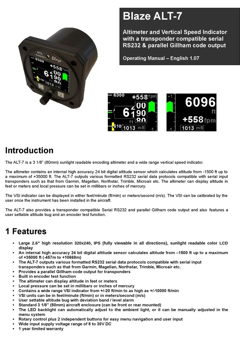 MGL Avionics Blaze ALT-7 operating manual