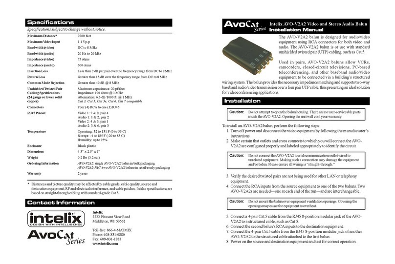 Intelix AVO-V2A2 User manual