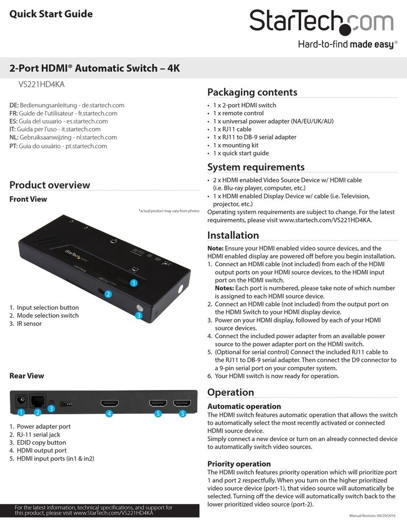 StarTech.com VS221HD4KA User manual StarTech.com VS221HD4KA User manual