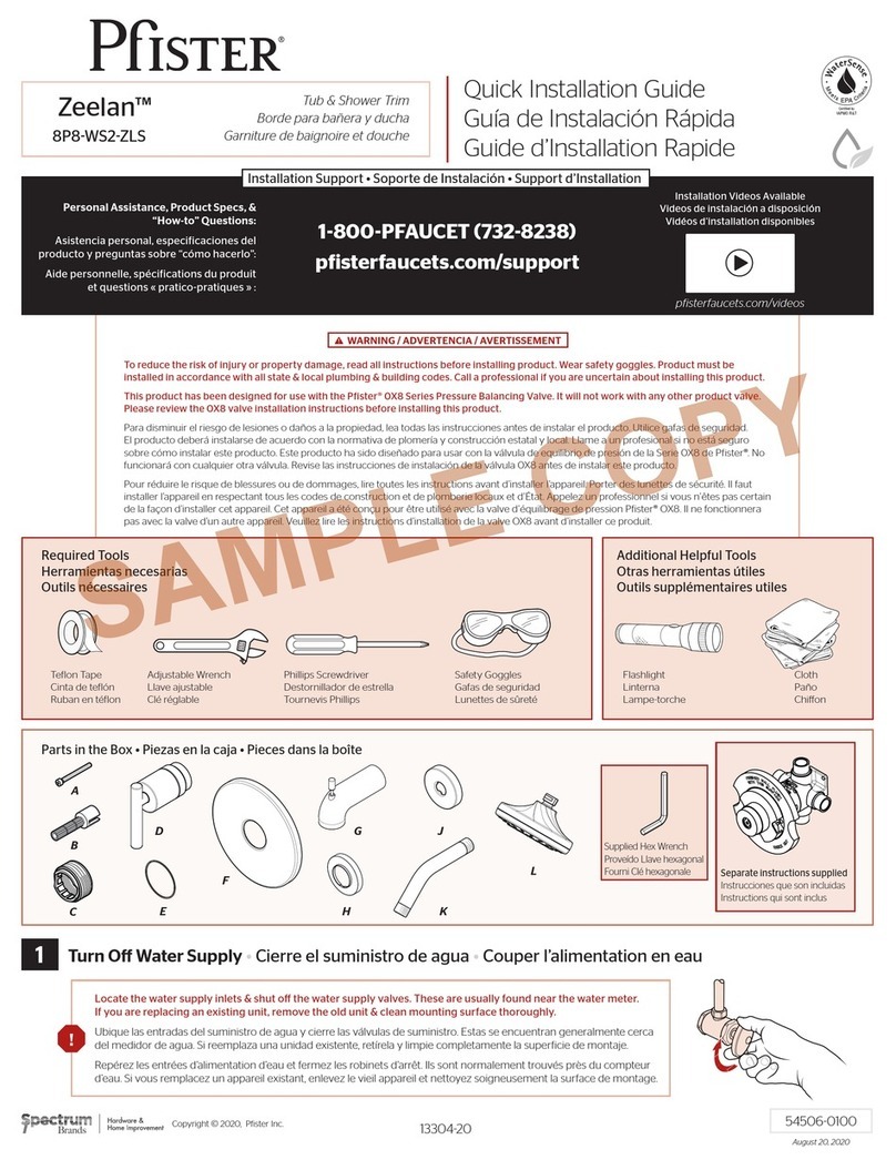 Pfister Zeelan 8P8-WS2-ZLS Quick installation guide
