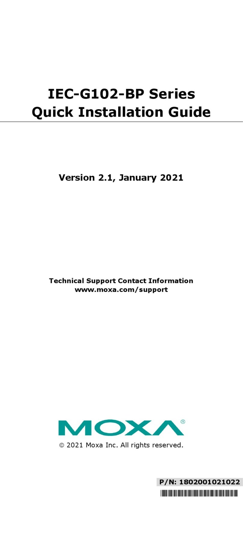 Moxa Technologies IEC-G102-BP-SA Quick installation guide
