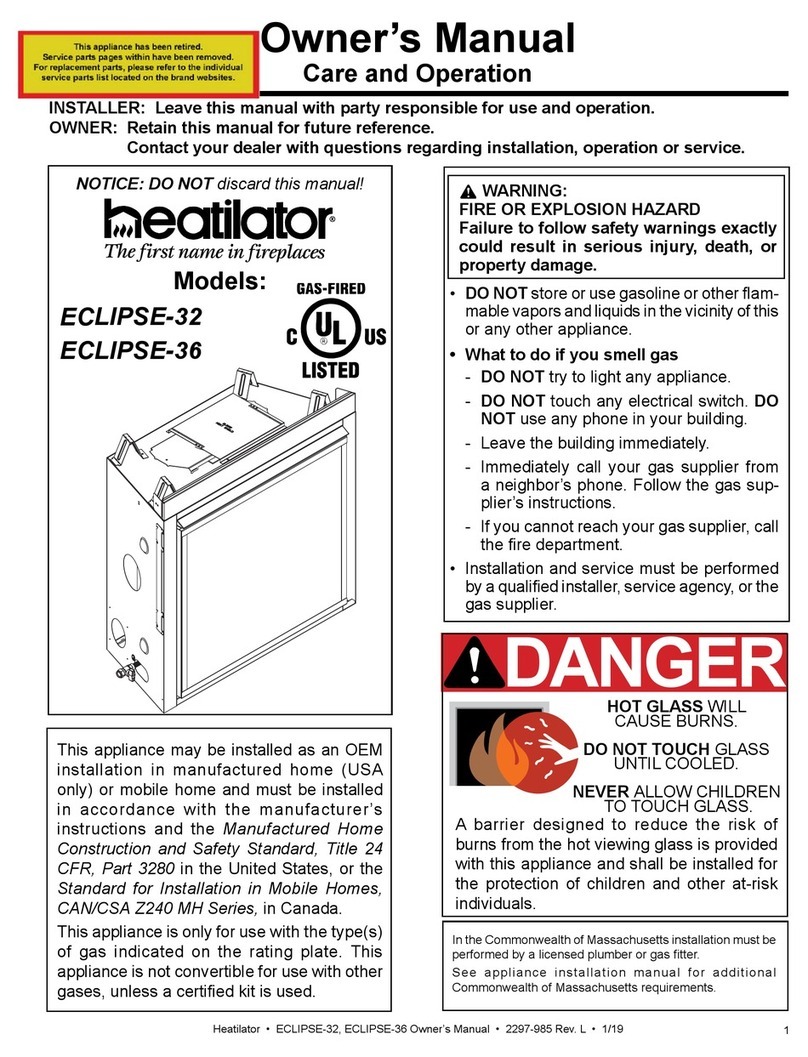 Heatilator ECLIPSE Series owner's manual