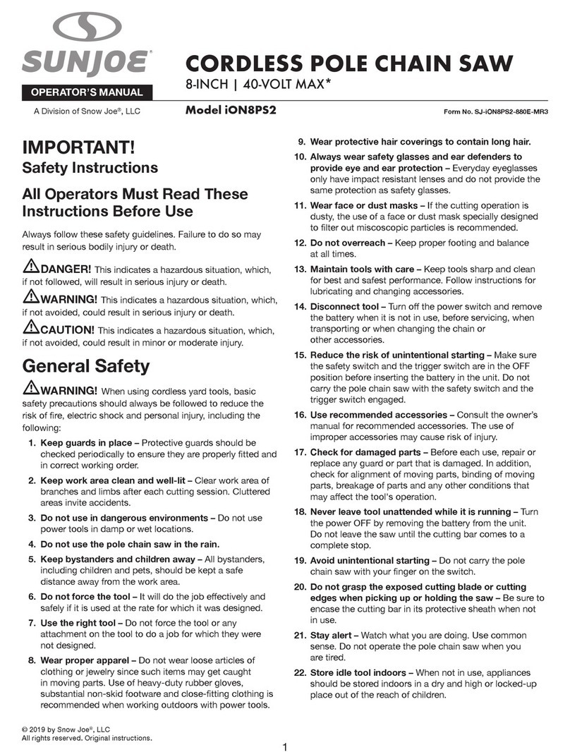 SNOWJOE Sunjoe iON8PS2 Operator's manual