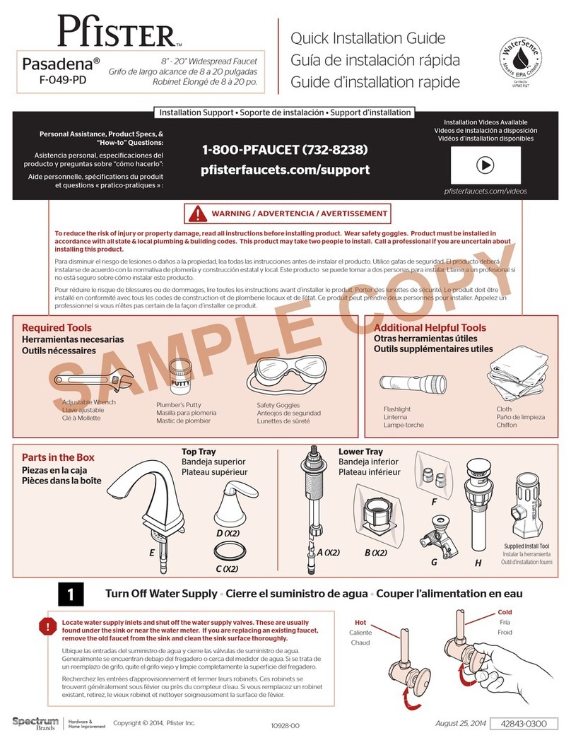 Spectrum Brands Pfister Pasadena F-049-PD Quick installation guide