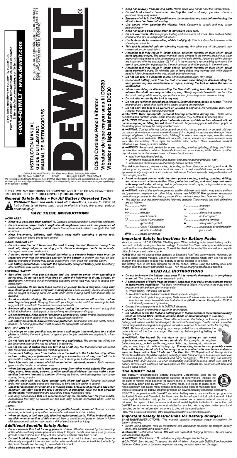 DeWalt DC530B instruction manual