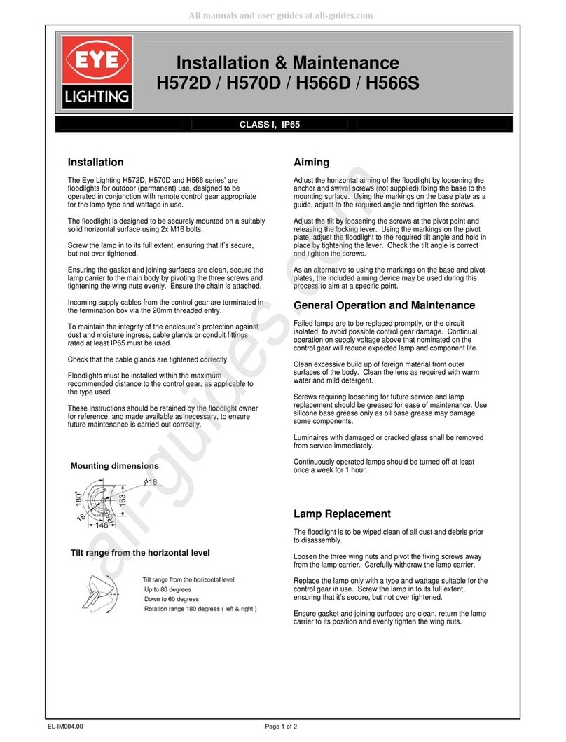 Eye Lighting H566 Series Installation & maintenance Eye Lighting H566 Series Installation & maintenance