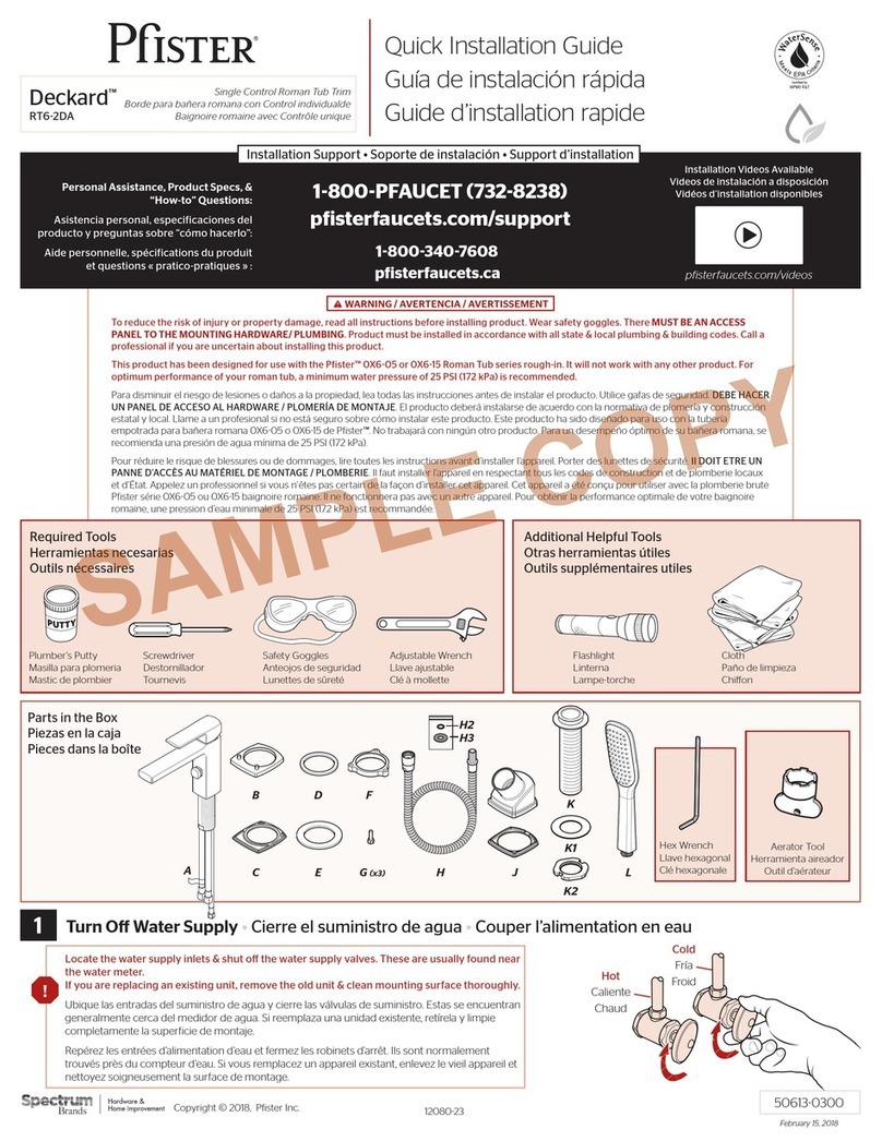 Pfister Deckard RT6-2DAB Quick installation guide