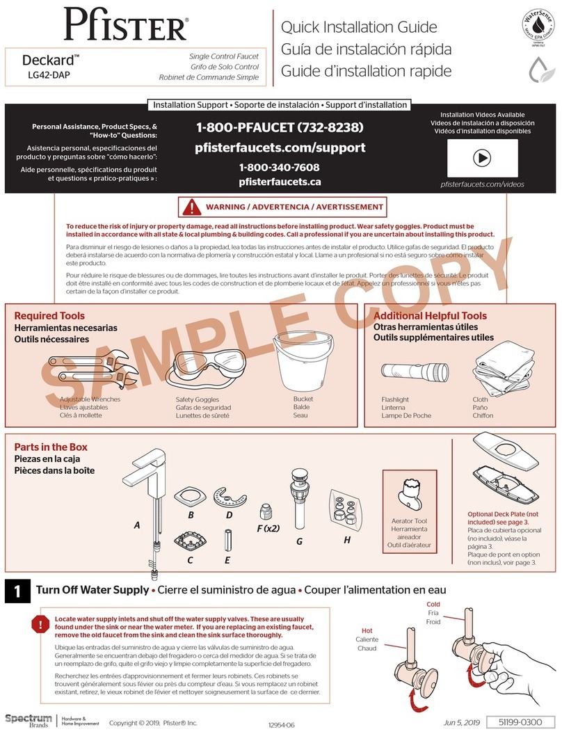 Spectrum Brands Pfister Deckard LG42-DAP Quick installation guide