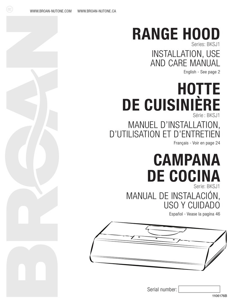 Broan BKSJ1 Series Instruction and safety manual