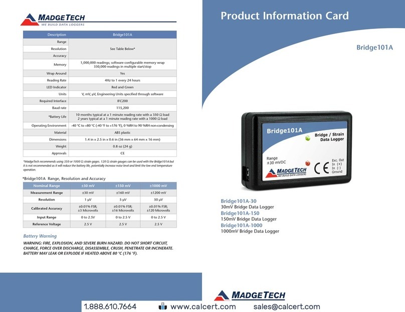 MadgeTech Bridge101A Product Information Card