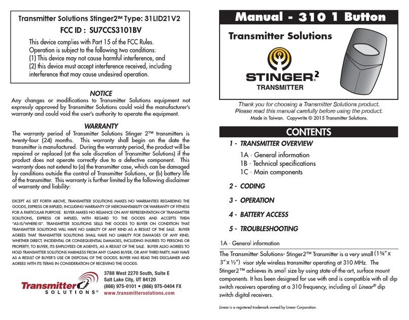 Transmitter Solutions Stinger2 31LID21V2 User manual Transmitter Solutions Stinger2 31LID21V2 User manual