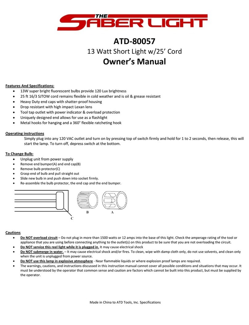 Saber light ATD-80057 owner's manual