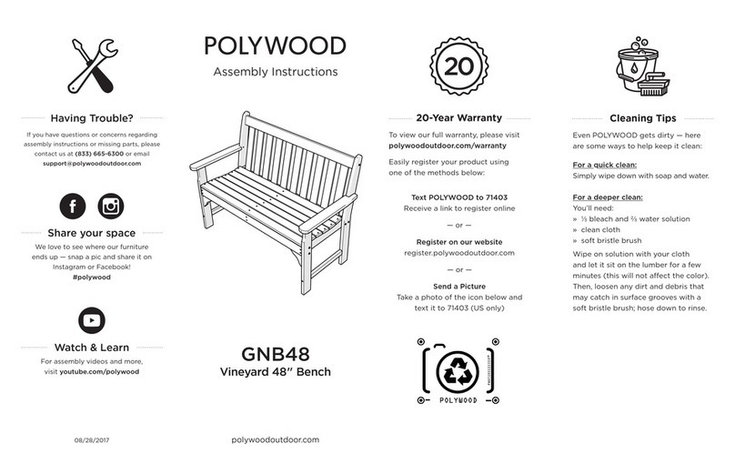 Polywood Vineyard GNB48 User manual Polywood Vineyard GNB48 User manual