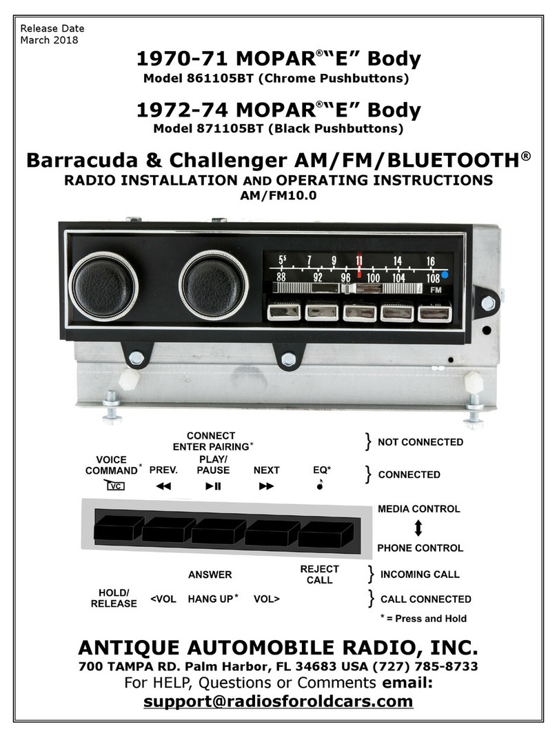 Antique Automobile Radio 861105BT Installation and operating instructions