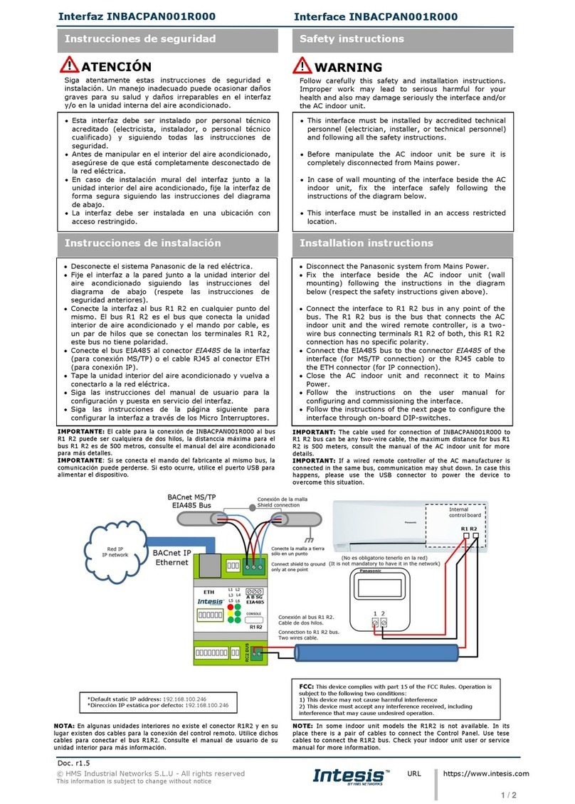 Intesis INBACPAN001R000 quick start guide