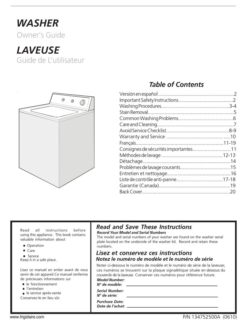 Frigidaire FWS933FS0 User manual