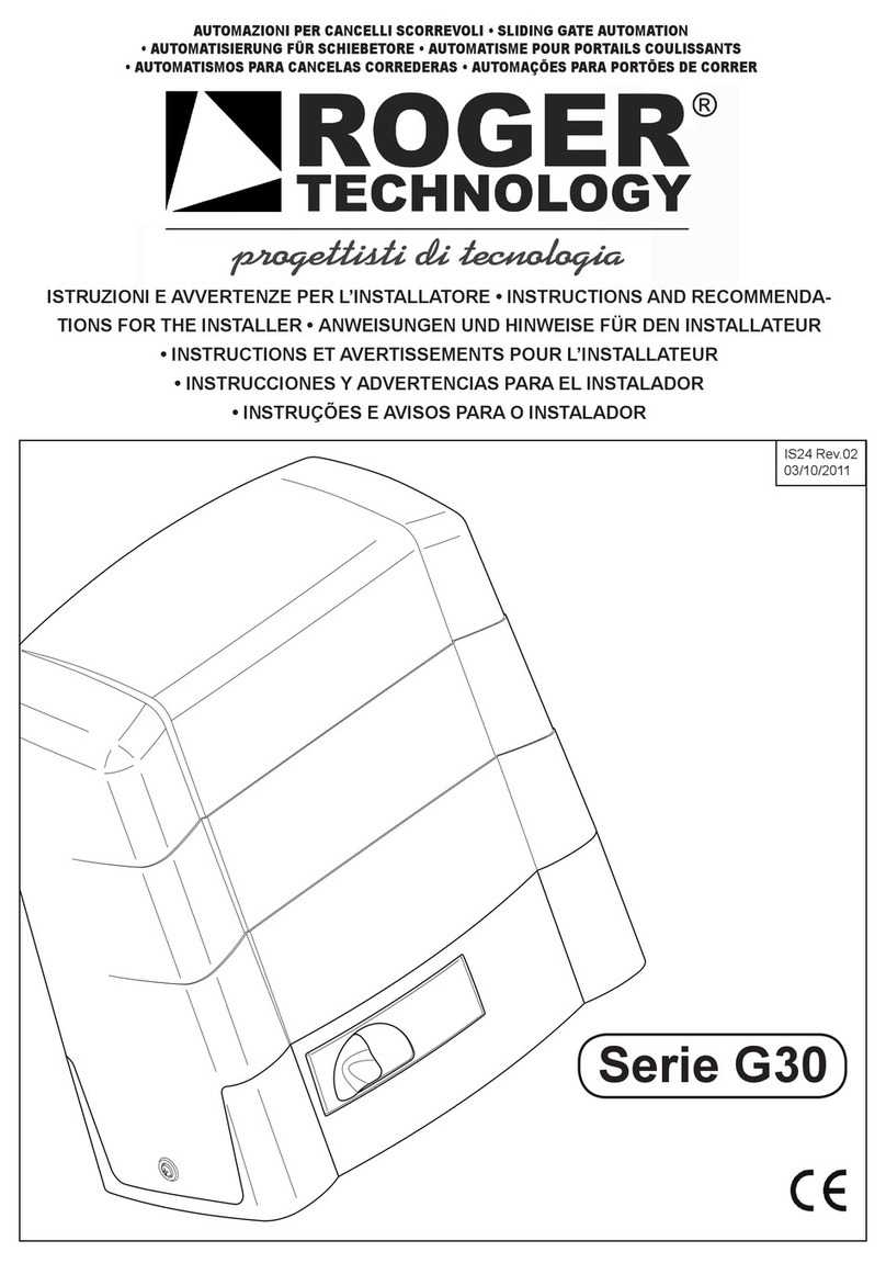 Roger Technology G30/1804 INSTRUCTIONS AND RECOMMENDATIONS FOR THE INSTALLER
