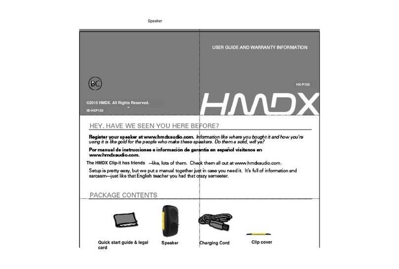 HMDX HX-P150 User guide and warranty information