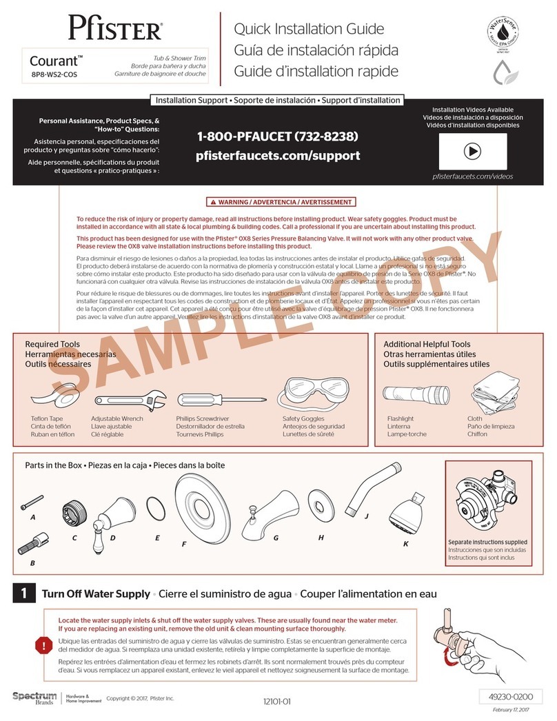 Spectrum Brands Pfister Courant 8P8-WS2-COSPC Quick installation guide Spectrum Brands Pfister Courant 8P8-WS2-COSPC Quick installation guide
