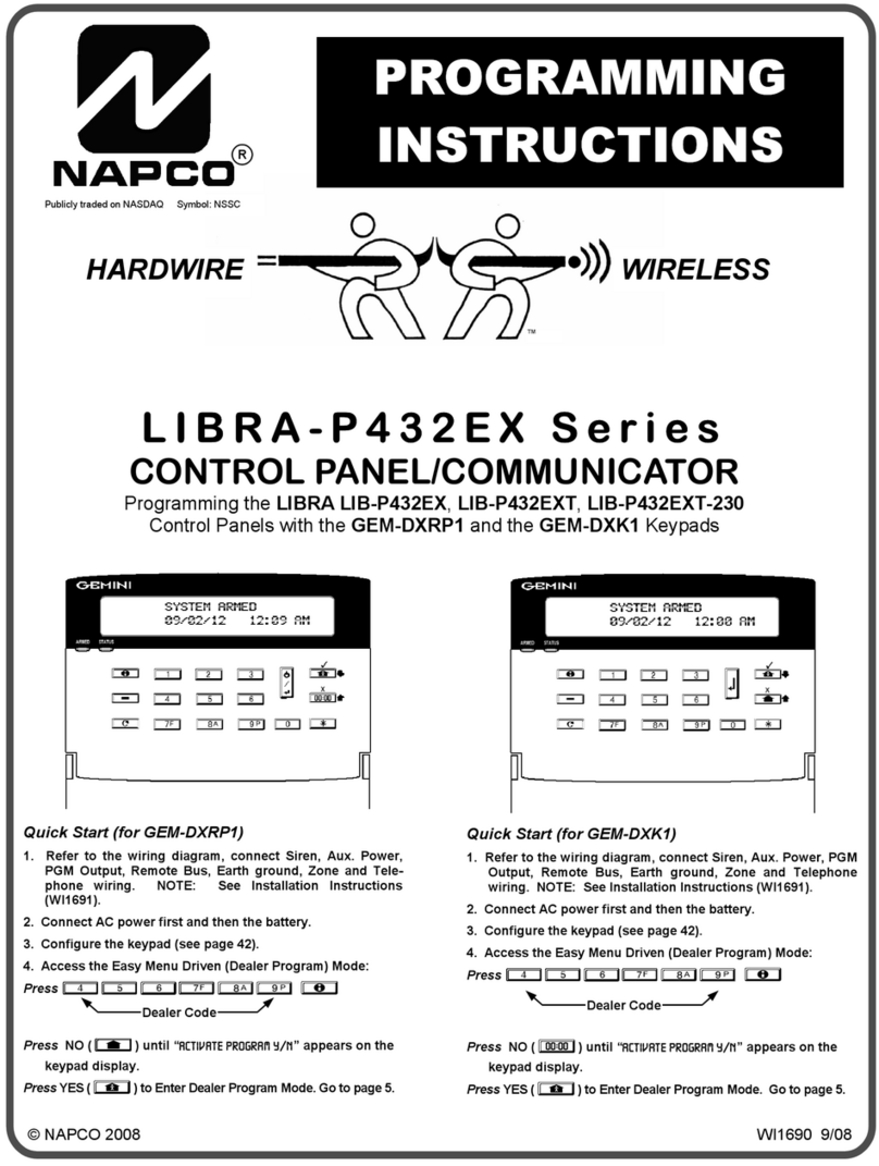 NAPCO LIBRA-P432EX Series Programming instructions