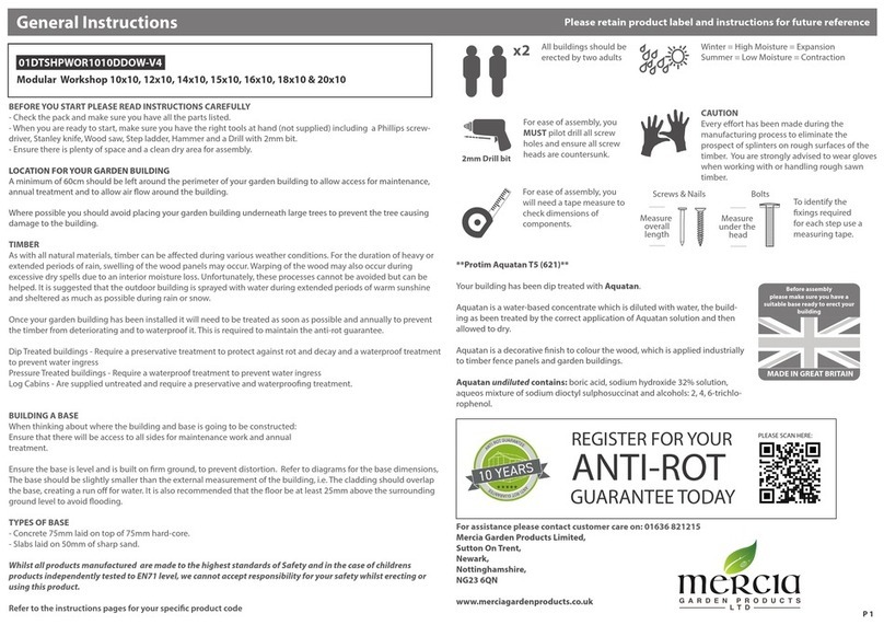 Mercia Garden Products 01DTSHPWOR1010DDOW-V4 General instructions