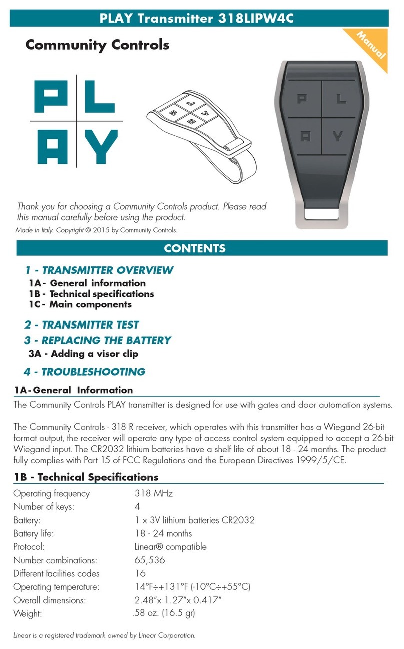 Community Controls PLAY 318LIPW4C manual