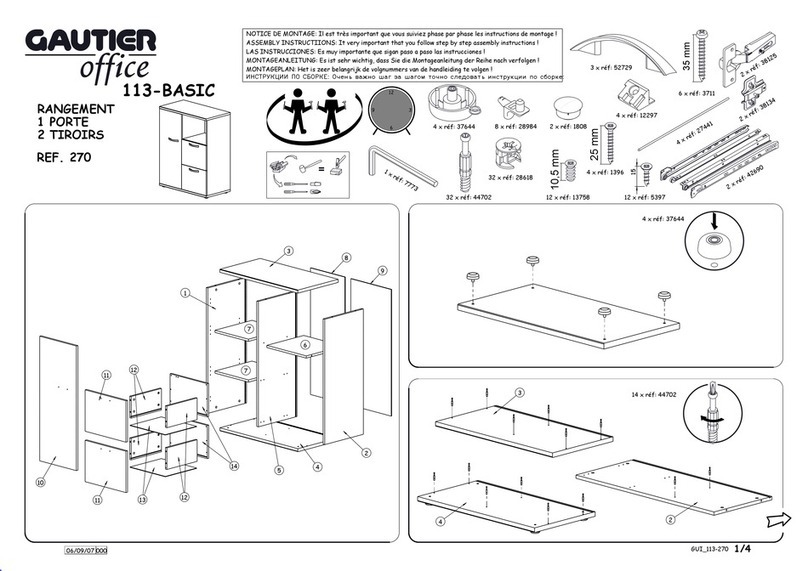 Gautier Office RANGEMENT 1 PORTE 2 TIROIRS BASIC 113.270 Assembly instructions Gautier Office RANGEMENT 1 PORTE 2 TIROIRS BASIC 113.270 Assembly instructions