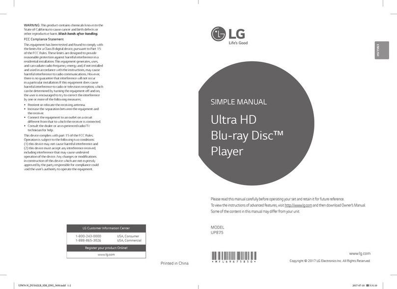 LG UP875 Specification sheet