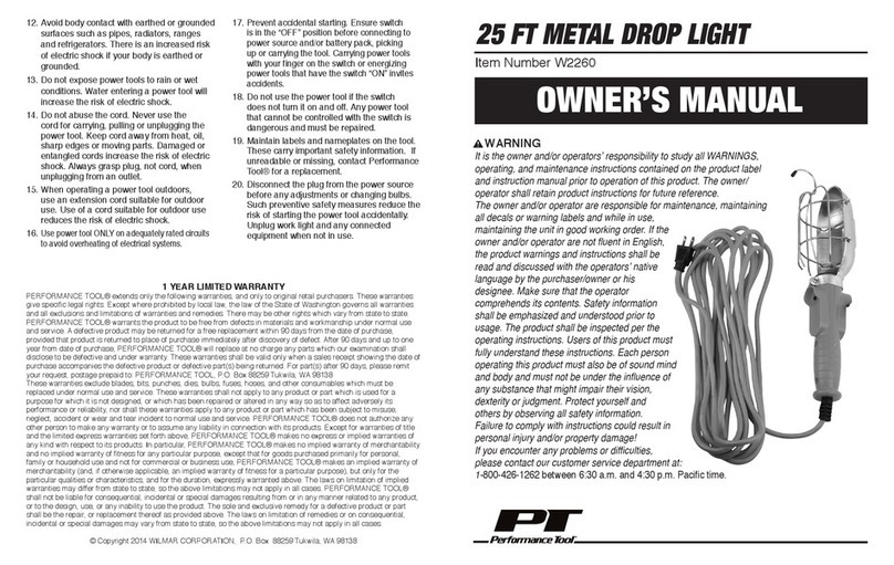 Perfomance Tool W2260 owner's manual Perfomance Tool W2260 owner's manual