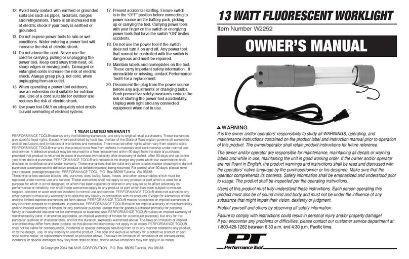 Perfomance Tool W2252 owner's manual