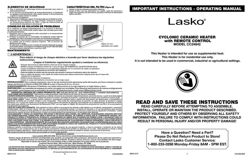 Lasko CC24842 operating manual