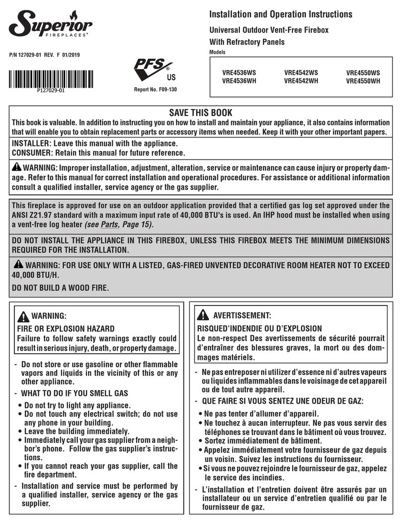 Superior Fireplaces VRE4536WS Installation and operation instruction manual