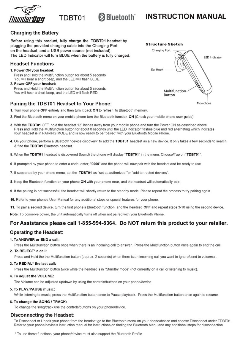 ThunderDog TDBT01 instruction manual