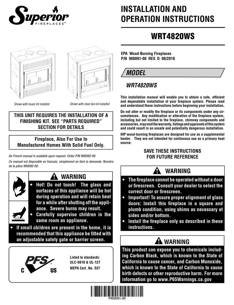 Superior Fireplaces WRT4820 Installation and operation instruction manual