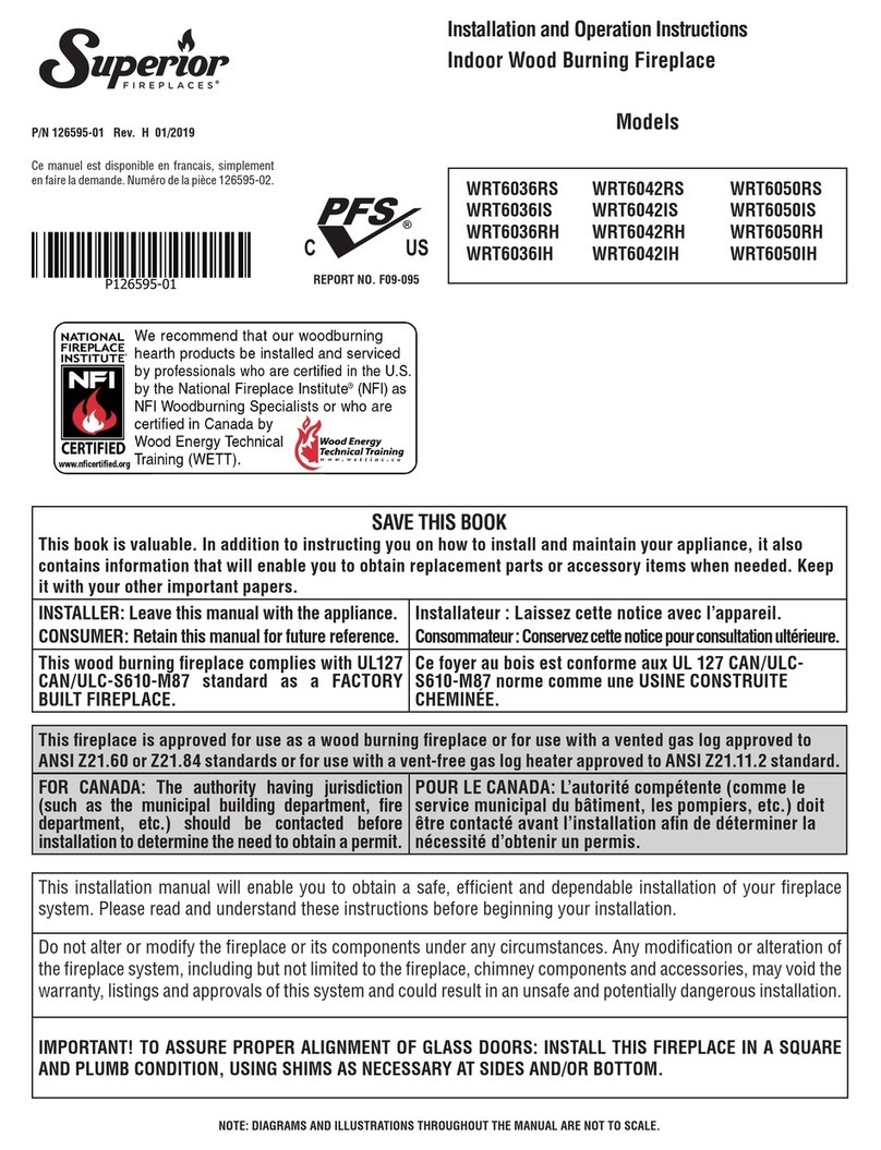 Superior Fireplaces WRT6036IS Installation and operation instruction manual