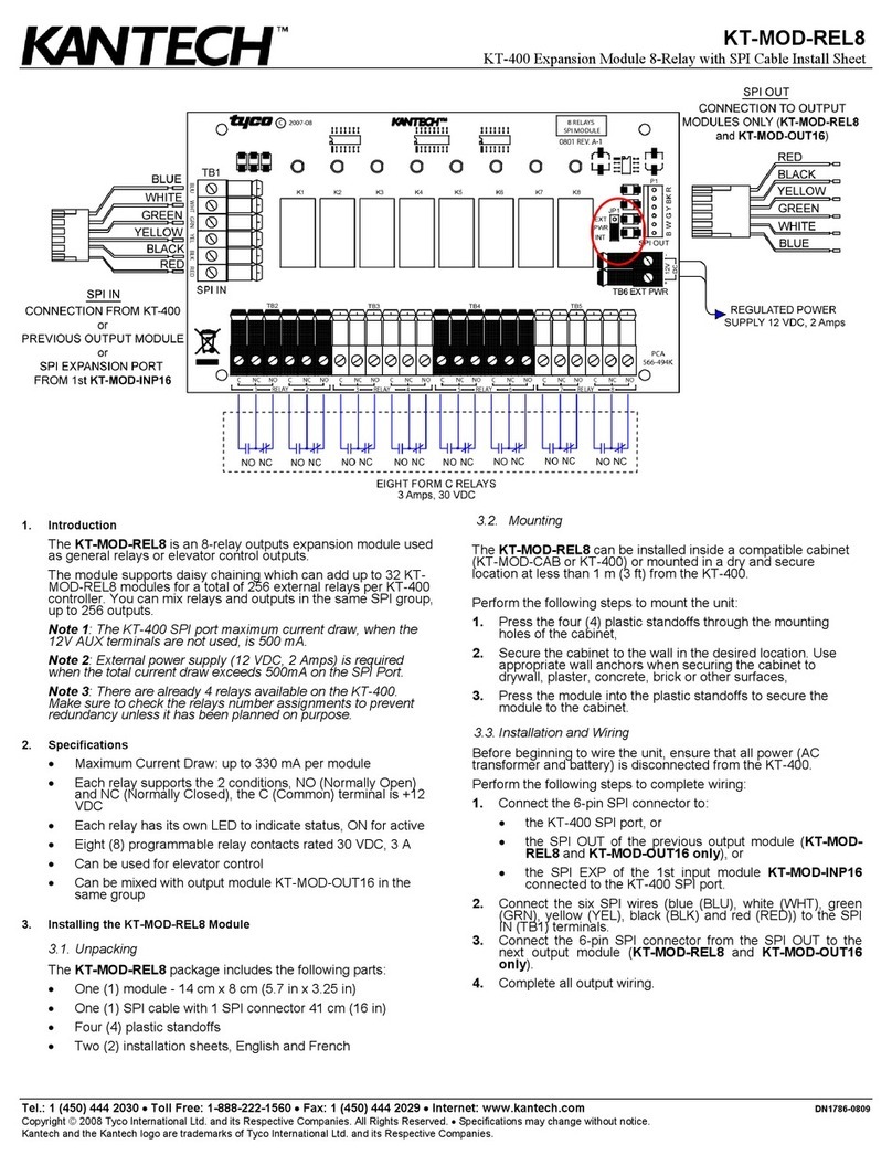 Kantech KT-MOD-REL8 Install Sheet