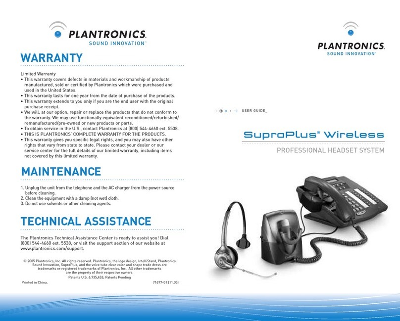 Plantronics SuproPlus Wireless CS3 Series User manual Plantronics SuproPlus Wireless CS3 Series User manual