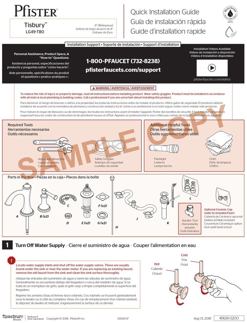 Spectrum Brands Pfister Tisbury LG49-TB0 Quick installation guide